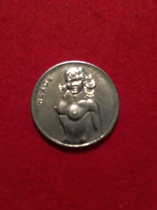 Vtg 1970s Heads / Tails Nude Woman Adult Novelty Silver Flip Coin