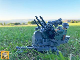 Ww2 German 20mm Flak 38 Anti - Aircraft Gun Brick Set,  3 Minifigures By Buildarmy®