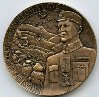 Norway Wwii Bronze Medal General Carl Gustav Fleischer 61mm 116gr