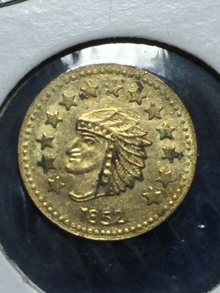 1852 California Indian Bear Gold Token Round 1/2
