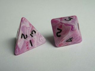 2 Extremely Rare Out Of Print (oop) Chessex Rainbow Amethyst Dice (d4,  D8) Rpg