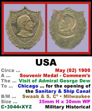 Souvenir Medal • Usa • Visit Of Adm 