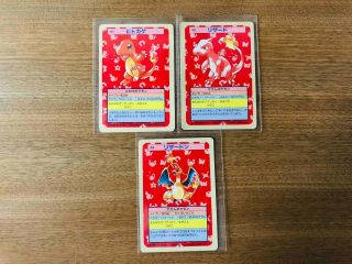 【near Mint】lot 3 Pokemon Card Japanese 1995 Charizard Topsun Blue Back