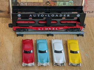 Lionel O Gauge Postwar 6414 Auto Loader With Four Automobiles Oob