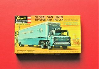 Revell Ho Scale Global Van Lines Tractor & Trailer Box And A Few Parts
