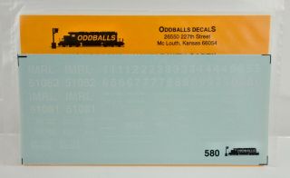 Oddballs Ho Scale 580 Imrl 3 Bay Thrall Grain Hopper Decal -