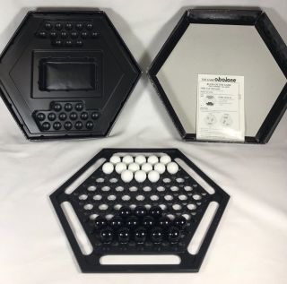 Vintage Abalone Marble Black White Strategy Game 100 Complete With All Marbles