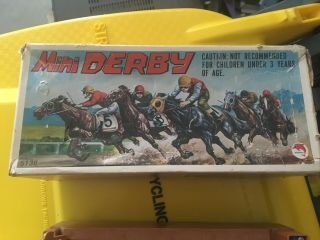Vintage Shinsei Mini Derby Horse Track Battery Operated Racing Game