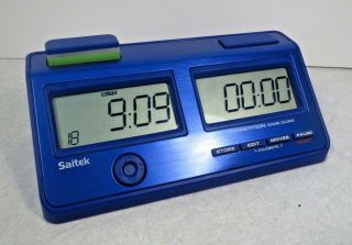 Saitek Mephisto Competition Chess Game Clock Lcd Digital Timer Blue