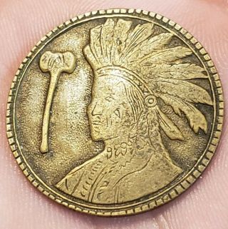 Rare Early 1900s Native American Indian Chiefs Double Sided Medal Token Look