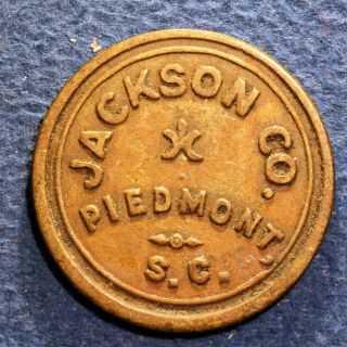 South Carolina Cotton Mill Token - Jackson Co. ,  5¢,  Piedmont,  S.  C.