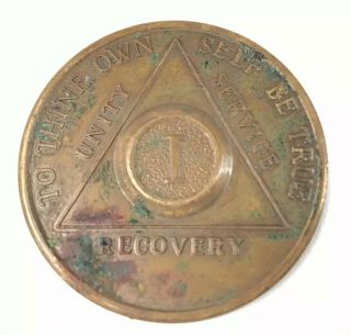 Aa Alcoholics Anonymous Recovery Coin Bronze 1 Year F4 Aa Token
