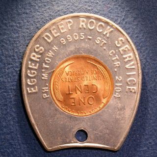 Encased 1948 Lincoln Cent - Eggers Deep Rock Service,  Marshalltown,  Iowa