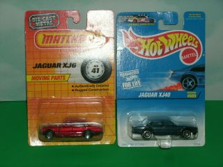 Two 1/64 Scale Jaguar Diecast Model Cars (xj6 And Xj40) Matchbox And Hot Wheels