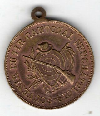 1886 Swiss Medal For The Cantonal Shooting Festival In Neuchatel