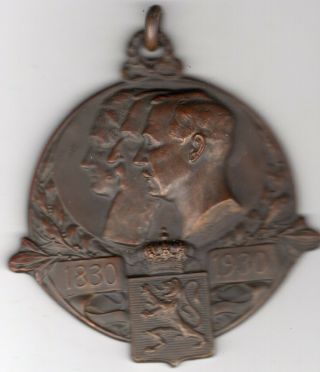 1930 Belgium Medal Issued For The 100 Year Anniversary Of Kingdom Of Belgium