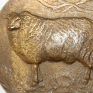 Old Bronze Agricultural Art Medal,  The Sheep,  Cattle,  1965 2