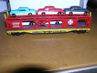 Life - Like Santa Fe 9704 Trailer Train Auto Rack Carrier & 5 Cars Mttx 97566