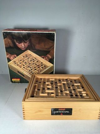 Vintage Brio Of Sweden Wooden Labyrinth.  Labrintspel Game Large