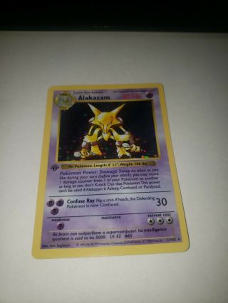 Alakazam 1/102 1st.  Edition Set Pokemon Card Shadowless Holo Foil