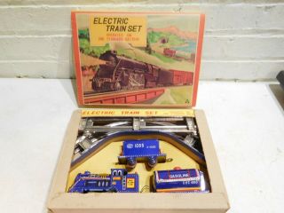 Vintage Alps Japan W.  A.  P.  Tin Litho Battery Operated Train Set With Box