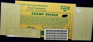 Burlington Northern Diesel Locomotive Decals By Champ Decals Eh - 209 - Ho 0322