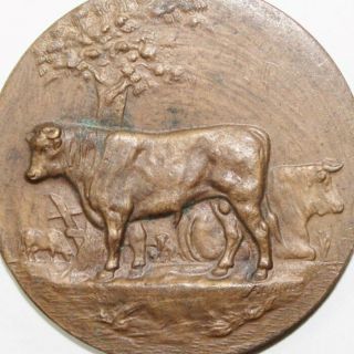 Old Bronze Agricultural Art Medal,  The Bullin Meadow,  1948