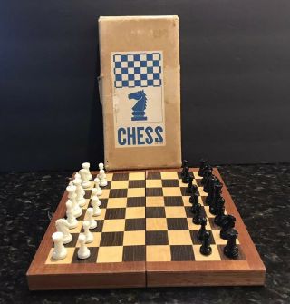 Vintage Travel Chess Set From Japan Wooden Chess Board