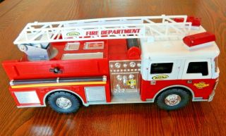 Tonka Fire Rescue Ladder Fire Truck With Lights And Sounds 13 " Long Plastic Euc