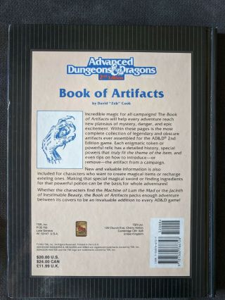 2nd Edition 1993 AD&D: Book of Artifacts Hardcover 2