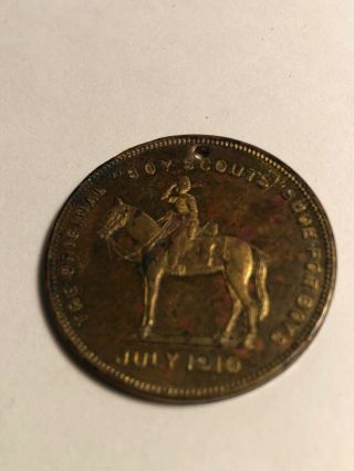 1910 Portsmouth Ohio Good Luck Token Excelsior Shoes Boy Scout On Horse