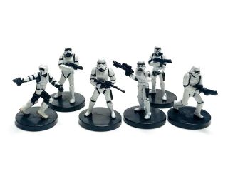 Star Wars Miniatures: 6pc Imperial Stormtrooper Squad (wotc,  2004) W/stat Cards