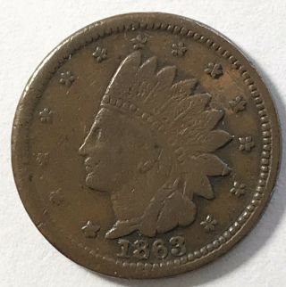 Civil War Token Cwt,  Patriotic,  1863,  Indian Head,  Not One Cent