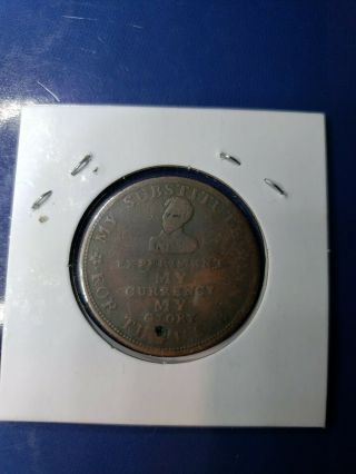 1834 Hard Times Token - " Running Boar " Andrew Jackson Satirical Coin