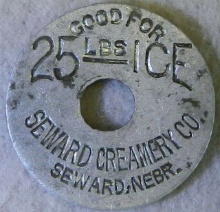 Seward Creamery Co Seward Nebraska Good For 25 Lbs Pounds Of Ice Token