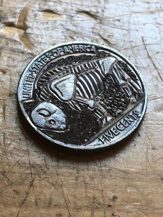Hobo Nickel Buffalo Skeleton Coin Art