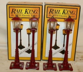 4 Rail King Mth Diecast Metal Street Post Lamps For Lgb G Standard Ga Trains Mib