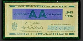 Canada Wwii Gasoline Licence And Ration Coupon Book 1945 - 46 To John Fitchett