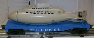 Lionel Postwar 3830 Submarine Car W/orig.  Submarine & Instructions Ex -