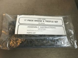 Life - Like Ho Scale Bridge And Trestle 17 Piece Set Bag W/ Instructions Rr