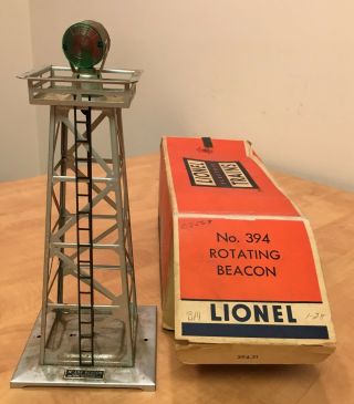 Lionel Post War 394 Rotating Beacon W/ Box Aluminum Color