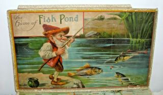 Mcloughlin Bros 1890 Fish Pond Large Game With Fish And Rods