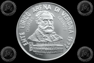 Italy (l.  10000) 1977 (arena Di Verona - C.  Gounod) Silver Medal (ag 800) Unc
