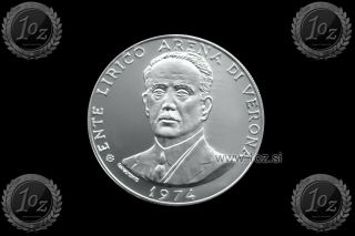 Italy (l.  5000) 1974 (arena Di Verona - Ente Lirico) Silver Medal (ag 800) Unc