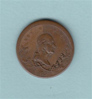 1863 Civil War Token - George Washington Bust / Star Of David Jewish Coin Us