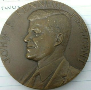 1961 John F.  Kennedy Inauguration Medal,  High Relief 59 Mm Italy Bronze