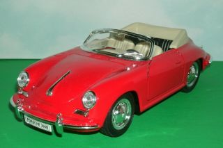 1/24 Scale Porsche 356b Cabriolet Diecast Car Model Convertible Welly 29390 Red