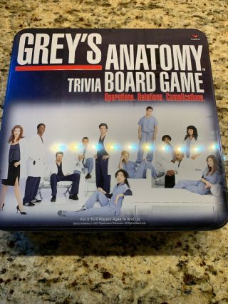 Grey’s Anatomy 2007 Trivia Board Game Collectors Metal Tin,