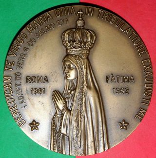Pope John Paul Ii / Our Lady Of Fatima / Big Bronze Medal By Antunes