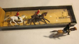 Walter Merten Miniature Fox Hunt Scene 3 Horses And Riders Ho Scale